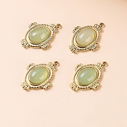 Зеленый Авантюрин Подвески из сплава натурального зеленого авантюрина, овальные амулеты, 22x16x5.5 мм