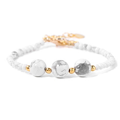 Говлит Круглые браслеты из натурального хаулита, с застежкой омар коготь