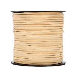 PapayaWhip Flat Imitation Leather Cord, for Gift Packaging, PapayaWhip, 3mm, about 98.43 Yards(90m)/Roll