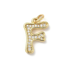 Letter F Латунные микро проложить кубического циркония подвески, без кадмия и без свинца, долговечный, реальный 18 k позолоченный, с целью перехода в кольце, Буква F, 15x10x2 мм, Перейти кольцо: 5x1 мм, 3 мм внутренним диаметром