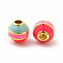 Разноцветный Латунь эмаль бисера, без кадмия и без свинца, реальный 18 k позолоченный, рондель, красочный, 7x7.5x7.5 мм, отверстие : 2.2 мм