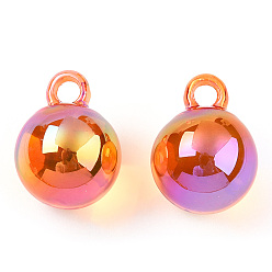 Coral UV Plating Rainbow Iridescent Transparent Acrylic Pendants, Round, Coral, 21x16x16mm, Hole: 3.5mm