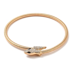 Light Gold Alloy Round Snake Chain Necklaces, Magnetic Snake Rhinestone Bracelet, Light Gold, 16.73 inch(42.5cm)