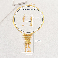 Настоящее золото 18K Элегантные геометрические серьги и ожерелья с кисточками из латуни для женского праздника и банкета, реальный 18 k позолоченный