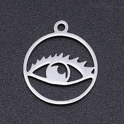 Stainless Steel Color Stainless Steel Pendants, Ring with Eye, Stainless Steel Color, 14.5mm