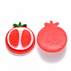 Red Resin Decoden Cabochons, Imitation Food, Pomegranate, Red, 21x19x7mm