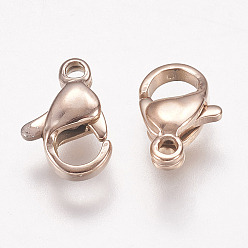 Rose Gold Ion Plating(IP) 304 Stainless Steel Lobster Claw Clasps, Parrot Trigger Clasps, Rose Gold, 10x6.5x3mm