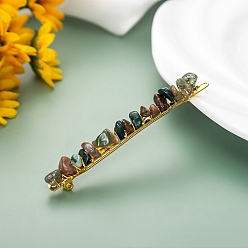 Indian Agate Natural Indian Agate Chip & Metal Hair Bobby Pins, Hair Accessories for Women Girl, 80x6x6mm