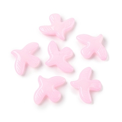 Pink Выпечка окрашенные стеклянные бусины, голубь мира, розовые, 34x42x9 мм, отверстие : 1.6 мм