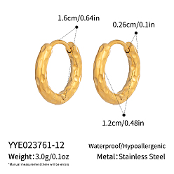 Золотой 304 кованые серьги-кольца из нержавеющей стали, золотые, 16.8x12x2.5 мм