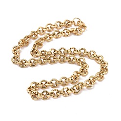 Golden Ion Plating(IP) 304 Stainless Steel Rolo Chains Necklaces, with Lobster Claw Clasps, Golden, 19.65 inch(49.9cm)