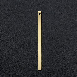 Real 18K Gold Plated 201 Stainless Steel Pendants, Laser Cut, Bar, Real 18K Gold Plated, 34.5x2x1mm, Hole: 1.2mm