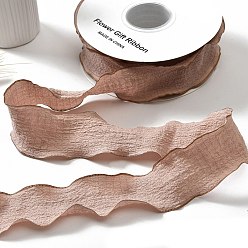 Camel Polyester Ruffled Ribbon, Pleated Ribbon, for Gift Wrapping, Bow Tie Making, Camel, 1 inch(25mm), about 9.84 Yards(9m)/Roll