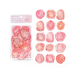 Salmon 30Pcs 15 Styles PET Flower Wax Seal Stickers, Self Adhesive Sealing Wax Stamp Stickers for Wedding Invitations Valentine's Day Envelope Cards Gift Wrapping Scrapbooking, Salmon, Packing: 130x80x3.5mm, 2pcs/style