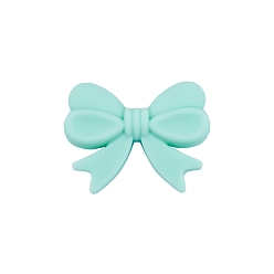 Aquamarine Bowknot Food Grade Silicone Beads, Chewing Beads For Teethers, DIY Nursing Necklaces Making, Aquamarine, 16x26mm
