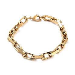 Real 18K Gold Plated Ion Plating(IP) 304 Stainless Steel Paperclip Chains Bracelets, Real 18K Gold Plated, 8-1/4 inch(21.1cm)
