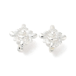 Серебро Покрытие стойки латунная застежка-крючок в виде цветка, для изготовления браслетов, долговечный, без свинца и без кадмия, серебряные, 10.5x10x6 мм, отверстие : 1.6 мм, штифты : 1.3x1.3 мм