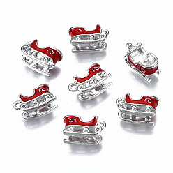 (123L) Белый крем непрозрачный блеск Подвески из эмали и сплава, без кадмия и без свинца, платина, на Рождество, санки, огнеупорный кирпич, 8x15.5x7.5 мм, отверстие : 1.6 мм