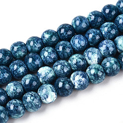 Морской Синий Выпечка краска бисер пряди, круглые, Marine Blue, 6~6.5 мм, отверстие : 1~1.2 мм, около 142~143 шт / нитка, 29.92~30.71 дюйм (76~78 см)