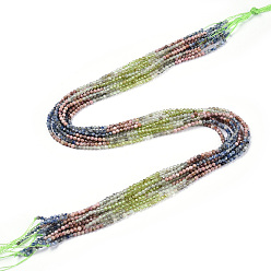 Смешанные камни Природных драгоценных камней смешанного бисер нитей, круглые бусины, граненые, 2~2.5x2~2.5 мм, отверстие : 0.5 мм, около 190~196 шт / нитка, 15.35''~15.75'' (39~40 см)