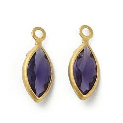 Фиолетовый Латунь прелести, лошадиный глаз , с k 9 стеклом, граненые, фиолетовые, 11.5x4.5x2.3 мм, отверстие : 1.2 мм