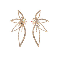 white Fashionable Diamond Alloy Earrings - Exaggerated Sparkling Leaf-shaped Floral Personality Ear Pendants
