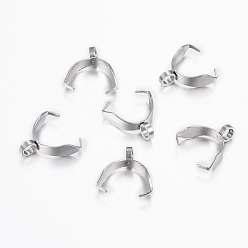 Stainless Steel Color 201 Stainless Steel Ice Pick Pinch Bails, Stainless Steel Color, 12x11x4mm, Hole: 2.5mm