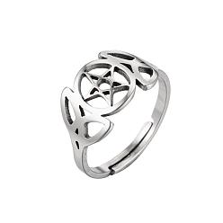 075 steel color Geometric Stainless Steel Hollow Love Heart Ring for Couples - Fashionable and Retro Open Design
