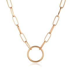 golden Fashionable Double-Layered Metal Circle Chain Necklace for Sweaters (1203)