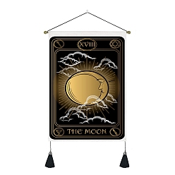 Moon Tarot Polyester Wall Hanging Tapestry, for Bedroom Living Room Decoration, Rectangle, Moon, Picture: 500x350mm