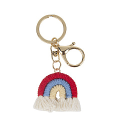 #10 Nordic style small rainbow pendant handmade cotton thread weaving key chain tassel bag car ornament female