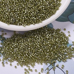 (DB0908) Искрящийся Бежевый Шартрезский на Подкладке Бусины miyuki delica, цилиндр, японский бисер, 11/0, (db 0908) игристое бежевое зеленовато-коричневое, 1.3x1.6 мм, отверстие : 0.8 мм, Около 2000 шт / 10 г