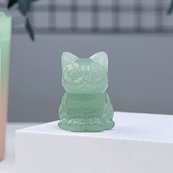 Зеленый Авантюрин Натуральный зеленый авантюрин статуэтка кота украшения дисплея, украшения из энергетических камней, 20x30 мм