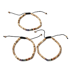 Пейзажный Джаспер Регулируемые браслеты из натуральной яшмы и немагнитного гематита, подходящие как для мужчин, так и для женщин., внутренний диаметр: 2.09~3.19 дюйм (5.3~8.1 см)