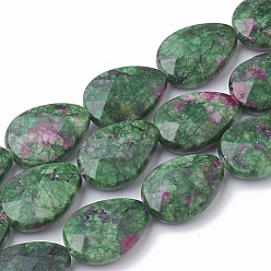 Ruby in Zoisite Natural Ruby in Zoisite Beads Strands, Faceted, Dyed, teardrop, 18x13x5mm, Hole: 1mm, about 22pcs/strand, 15.5 inch
