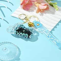 Светло-Голубой Акриловый брелок для мотоцикла «зыбучие пески», с веревкой из ПВХ и колоколом из сплава, Небесно-голубой, 11 см