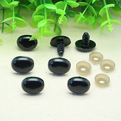 Black Oval Plastic Craft Safety Screw Noses, with Shim, Doll Making Supplies, Black, 17x13mm