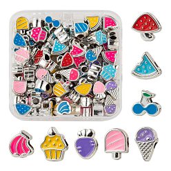 Mixed Color 80Pcs 8 Style Food Series UV Plating Acrylic European Beads, with Enamel, Large Hole Beads, Strawberry & Watermelon & Banana & Lolly & Mushroom & Cherry & Cupcake & Ice Cream, Mixed Color, 11~14.5x9~13x7~7.5mm, Hole: 4mm, 10pcs/style
