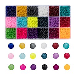 Mixed Color 18 Colors Transparent Glass Beads, for Beading Jewelry Making, Frosted, Round, Mixed Color, 4mm, Hole: 1.1~1.6mm, about 3060pcs/box