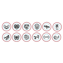 Platinum Iron Metal Stamps, for Imprinting Metal, Plastic, Wood, Leather, Mixed Patterns, Platinum, 65.5x10mm, Pattern: 6mm, 12pcs/box