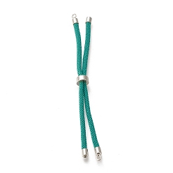 Light Sea Green Nylon Twisted Cord Bracelet, with Brass Cord End, for Slider Bracelet Making, Light Sea Green, 9 inch(22.8cm), Hole: 2.8mm, Single Chain Length: about 11.4cm