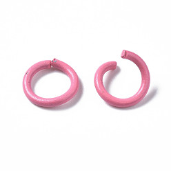 Ярко-Розовый Открытые прыжковые кольца из окрашенного распылением железа, ярко-розовый, 18 датчик, 10.5x1 мм, внутренний диаметр: 8 мм, Около 3850 шт / 1000 г