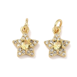 Помидор Латунные микро проложить кубического циркония подвески, звезды прелести, без свинца и без кадмия, стойки покрытие, долговечный, реальный 18 k позолоченный, помидор, 9x7.5x3 мм, Перейти кольцо: 4x0.8 мм, внутренний диаметр: 2.5 мм