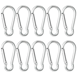 Stainless Steel Color Aluminum Rock Climbing Carabiners, Key Clasps, with Iron Findings, Stainless Steel Color, 48~48.5x22.5~23x6mm