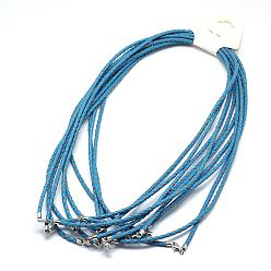 Озёрно--синий Плетеные кожаные шнуры, для ожерелья делает, латуни с застежками омаров, Плут синий, 21 дюйм, 3 мм