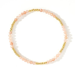 Солнечный Камень Бохо-стиль, натуральный солнечный камень, эластичные браслеты для женщин, внутренний диаметр: 6-7/8 дюйм (17.5 см)