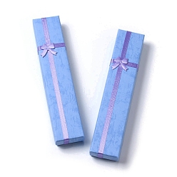 Cornflower Blue Cardboard Paper Necklace Boxes, Necklace Gift Case with Sponge Inside and Bowknot, Rectangle, Cornflower Blue, 4.1x20x2.45cm