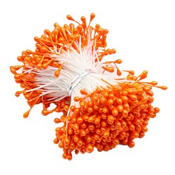 Dark Orange Eco-Friendly Matte Gypsum Flower Core, Double Heads Flower Stamen Pistil, for Artificial Flower Making, Scrapbook, Home Decoration, Dark Orange, 3mm, 288pcs/bag