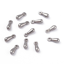 Stainless Steel Color 304 Stainless Steel Charms, Chain Extender Teardrop, Stainless Steel Color, 7.5x2.5x2.3mm, Hole: 1mm