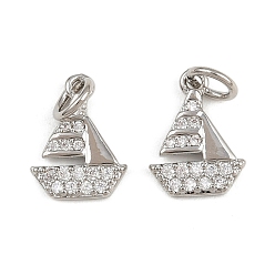 Платина Латунные микро проложить кубического циркония подвески, подвески для лодок, с целью перехода в кольце, стойки покрытие, долговечный, без свинца и без кадмия, платина, 12x9x1.5 мм, отверстие : 3.5 мм